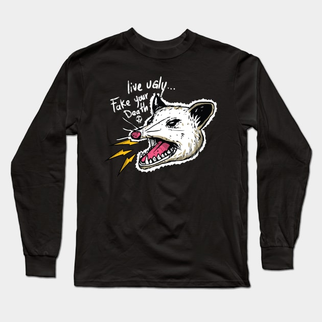Vintage Live Ugly Fake Your Death Opossum Long Sleeve T-Shirt by A Comic Wizard